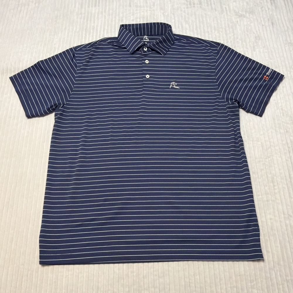 Rhoback Polo Shirt Mens Large Blue Golf Performance Lightweight Stretch LOGO